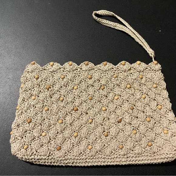 Elegant Tan Crochet Clutch - Picture 1 of 7